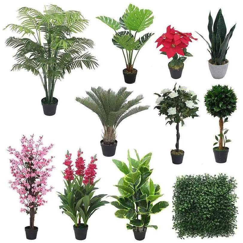 JIAWEI Artificial Plant Orchid Plant Wall White Roses Top Selling Bonsai Desktop Decoration Gift Artificial Plant
