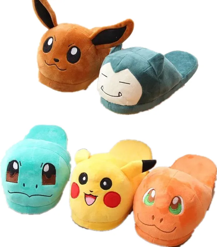Плюшевые домашние хлопковые тапочки Pokemon Pikachu Snorlax расширенные и