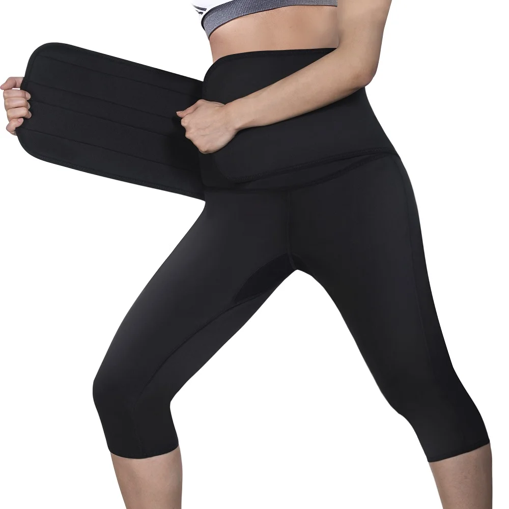 Women Slimming Pants Neoprene Hot Sweat Sauna Pants With High Waist Tummy Control Training Belt