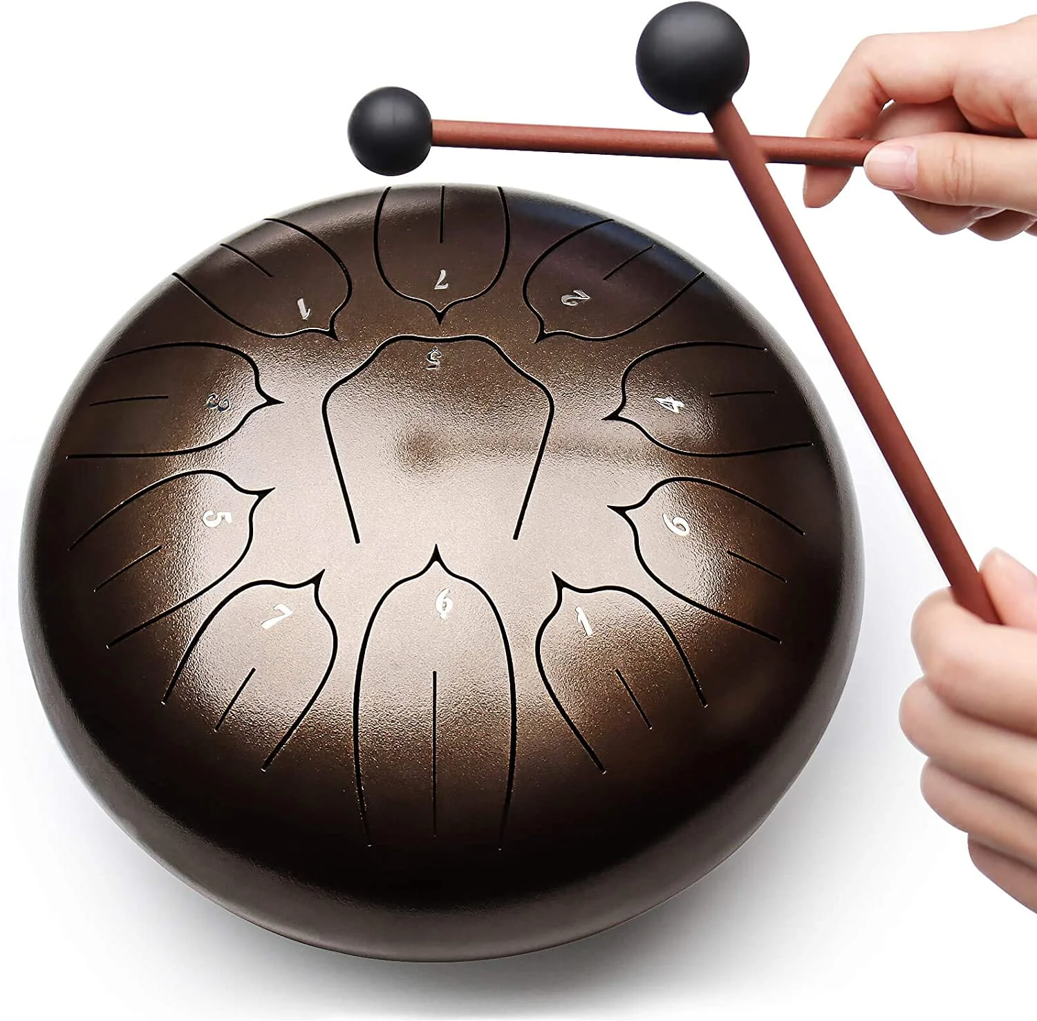 Steel Tongue Drum 10 Inch 11 Notes Kit Tank Drums Percussion Instrument with Drum Mallets for Beginner Adult Kids Iron material