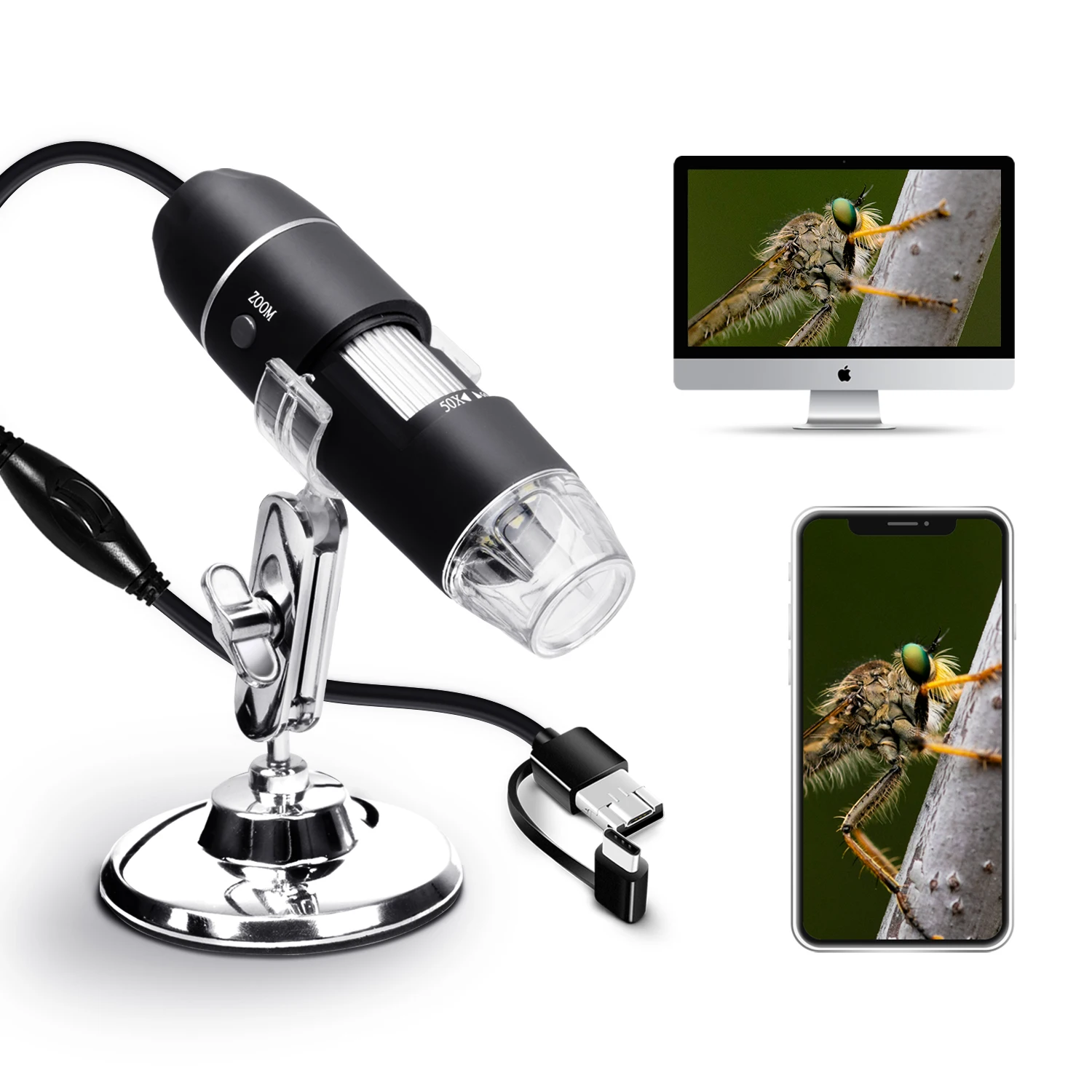  Kailiwei 1000X High Resolution Portable LED Adjustable Brightness Continuous Zoom USB Digital Microscope for repair