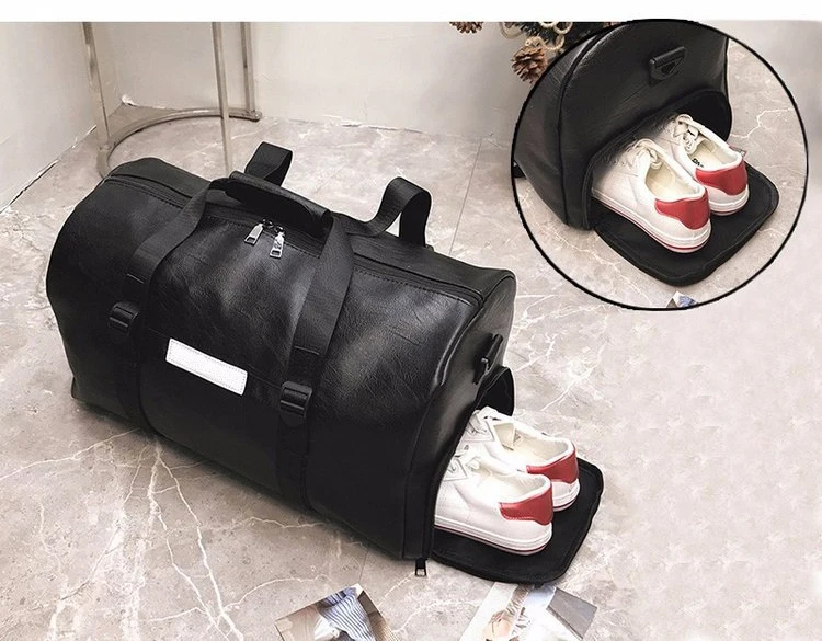 Мужская спортивная сумка из ПУ кожи с логотипом на заказ отделением для обуви