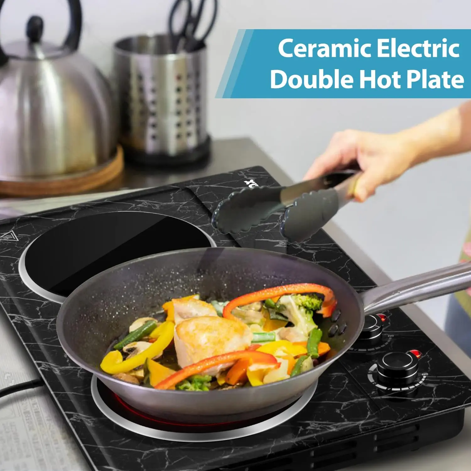 1800W Dual Control Portable Electric Stove Double Burner Electric Ceramic Hot Plate for Cooking  Infrared Electric Cooktop