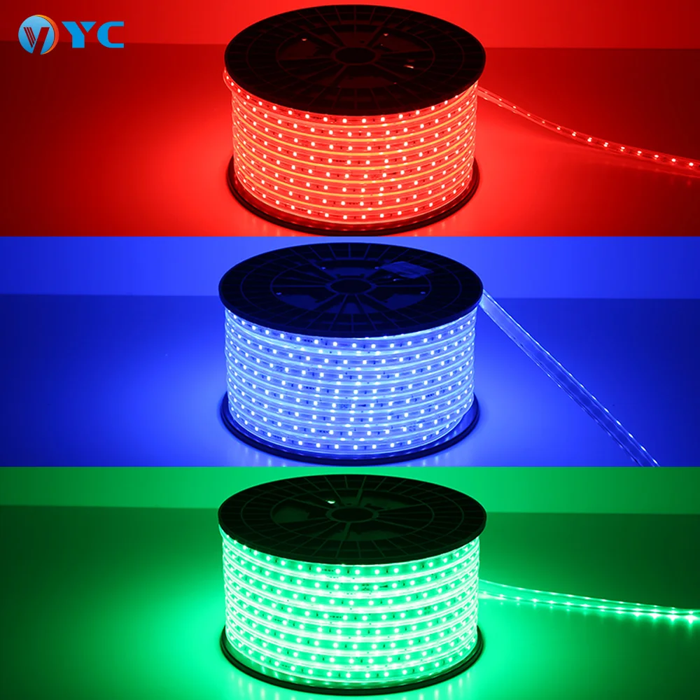 5050 smd 110v 220v 50m 100m RGB Светодиодная лента Водонепроницаемая IP65 гибкая белый теплый