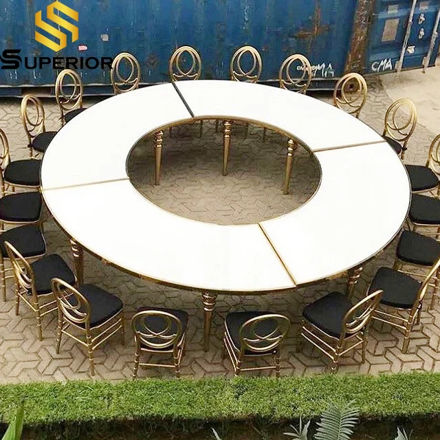 Wholesale contemporary large round stainless steel dining table for wedding event