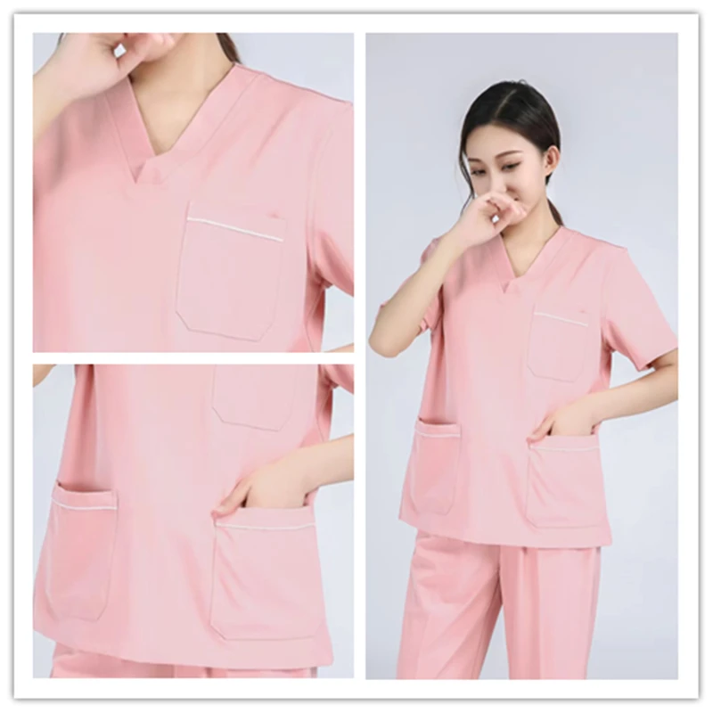 Wholesale High Quality 100% Cotton Uniforms Nursing Scrubs Suit Hospital Staff Work Cloth Scrubs Sets