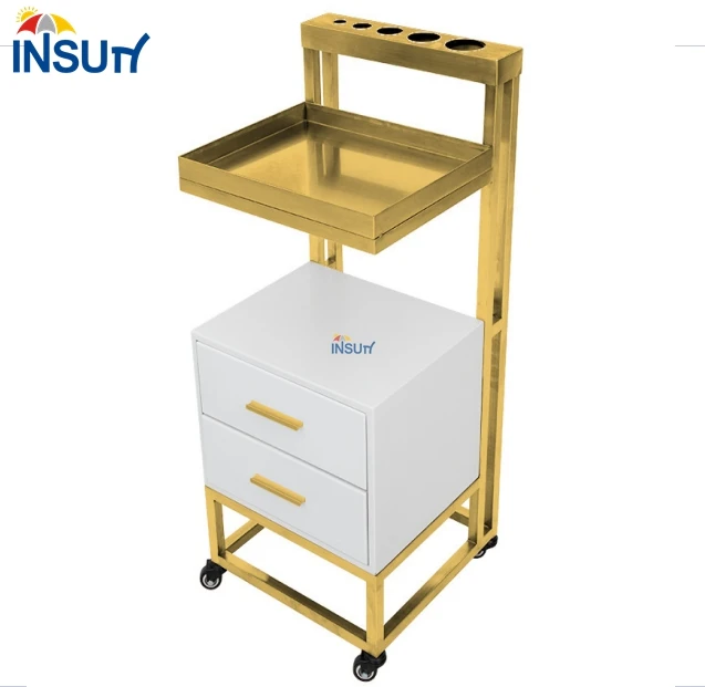 Insun luxury beauty nail salon furniture trolleys carts durable white trolley