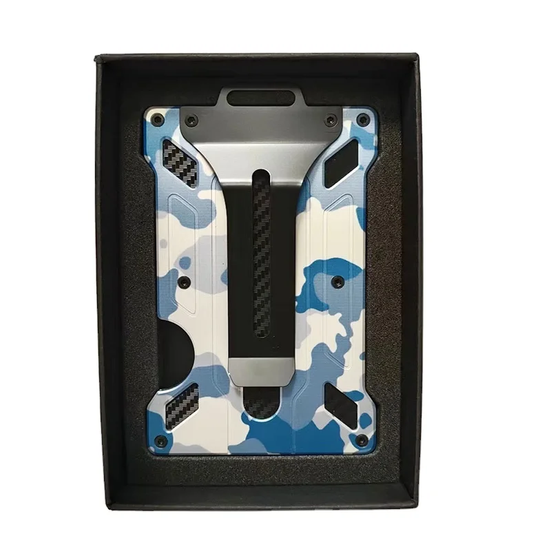 Custom LOGO Automatic Pop up Bank Card Holder OEM Carbon Fiber RFID Card Holder  Aluminum Wallet Simple Metal Wallet