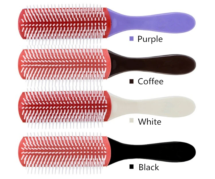 Hot Sell Personalized Nylon Bristles Detangling Hair Brush 9 Row Denman Hair Brush