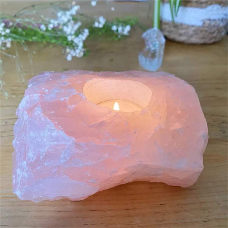 Colourful Raw Crystal Natural Rough Stone Candlestick Holder Rocks Quartz Healing Raw Crystal Candle Holder