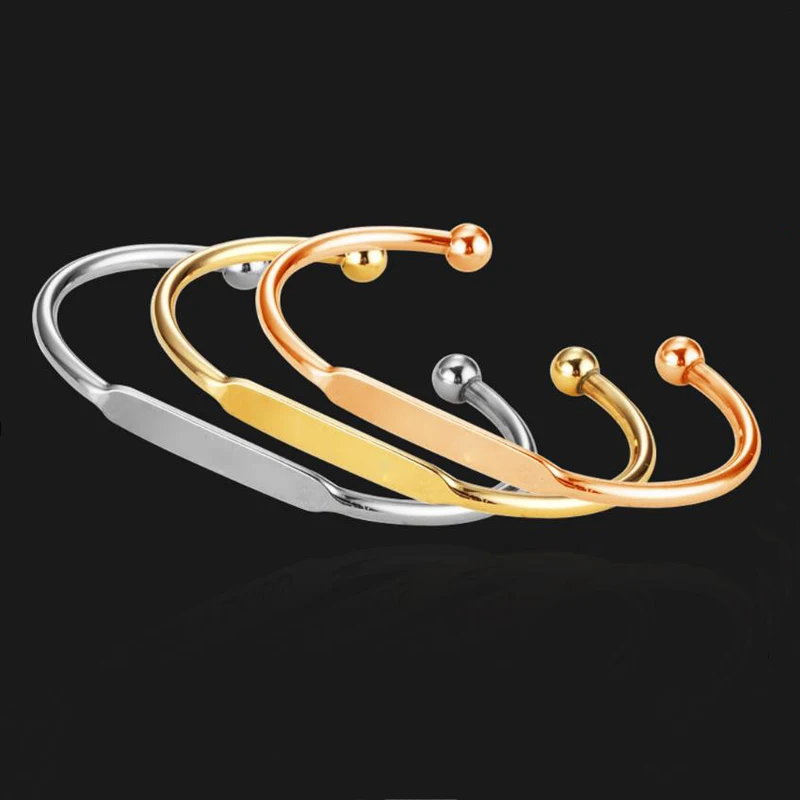 2020 Wholesale Cheap Price Personalized Stainless Steel Ball  Blank Bangle Bracelet Stainless Steel Jewelry for Women
