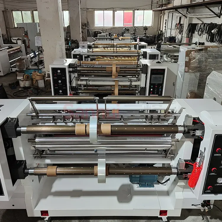 wrapping paper slitting knifes grinding machine with turret rewind for aluminium roll
