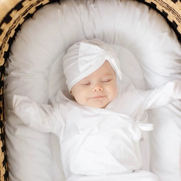 
High quality 100% cotton baby turban hats headband bow beanie 