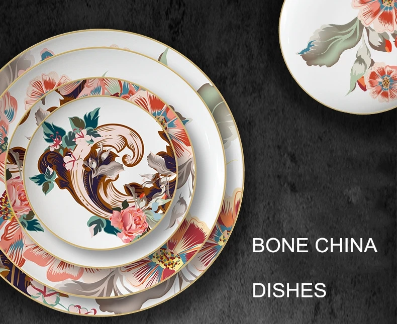 Керамическая обеденная тарелка с цветочным узором, 10 дюймов, китайские столовые сервизы