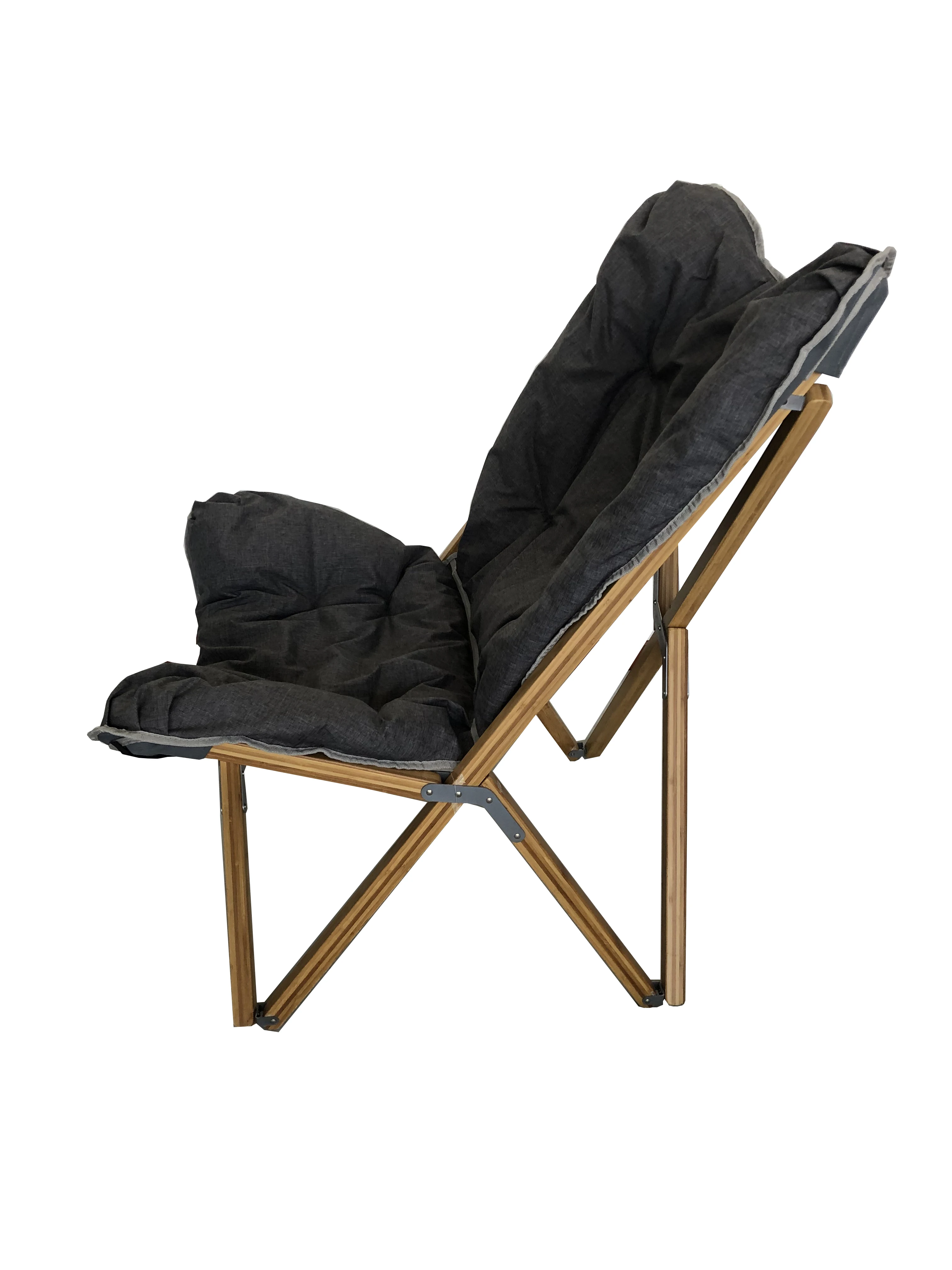 
foldable natural bamboo frame big boy sponge padded detachable cushion butterfly moon camping folding chair heavy duty fabric 