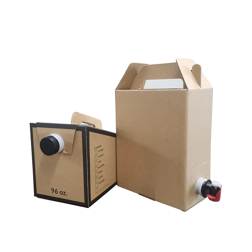 Kraft Paper Big Capacity 3L Inside Plastic Bag Coffee Dispenser To go Box