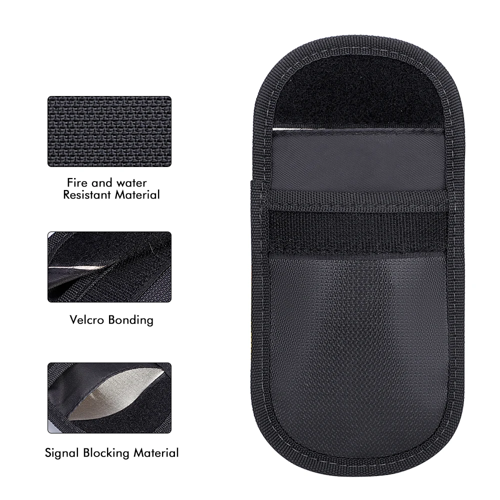 Hot Sale RFID GPS Signal Blocking Car Kay Case Bag Signal Blocker Fireproof Waterproof faraday Bag For Car Key Cell Phone