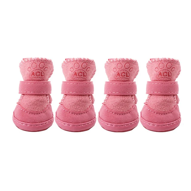 S-XXL Winter Warm Shoes for Dogs 4Pcs/Set Cute Dog Boots Snow Walking Cotton Blend Puppy Sneakers Pet Supplies