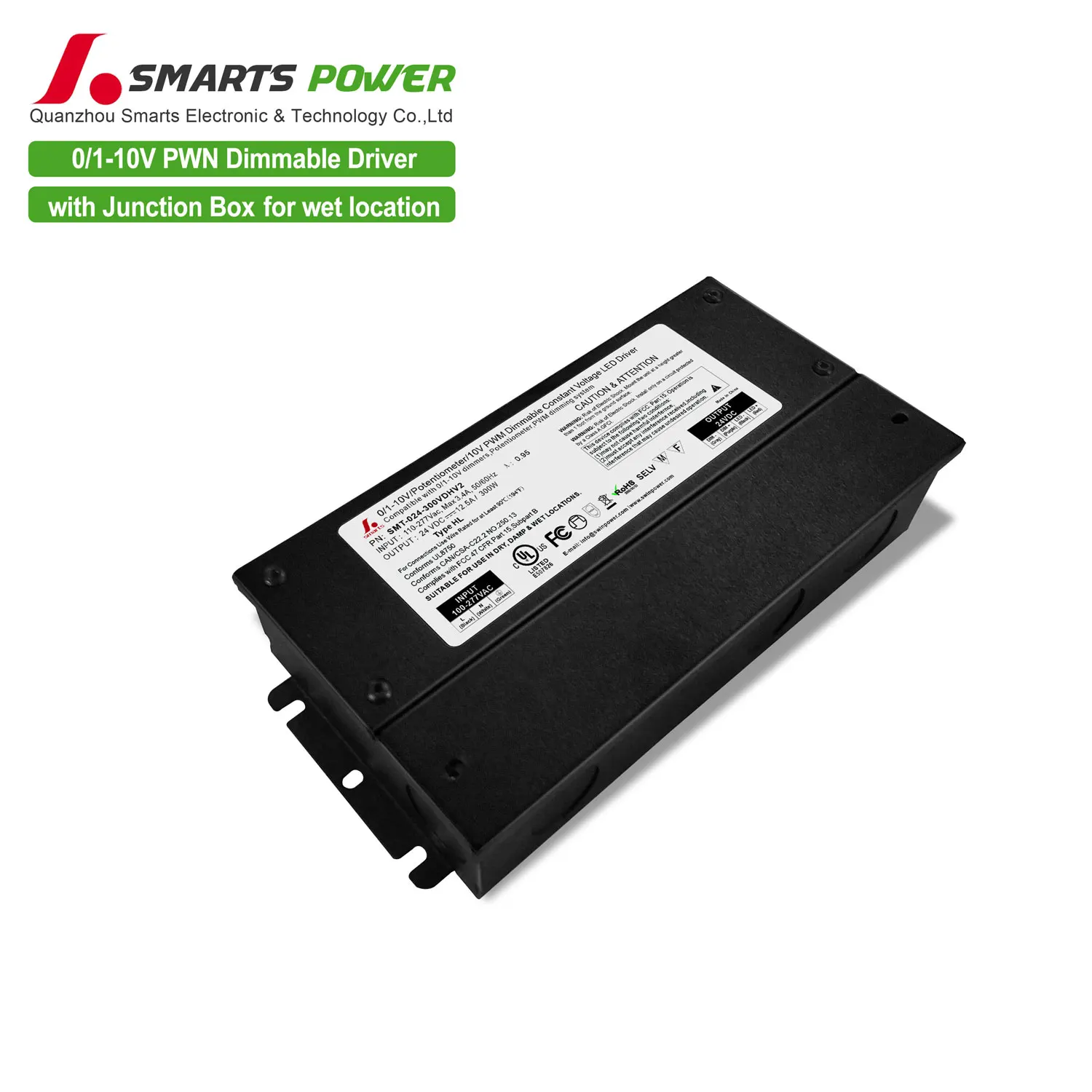 UL 120VAC 277v 24VDC 0-10v 1-10v Диммируемый 12V 24Vdc светодиодный драйвер 300W PWM выход