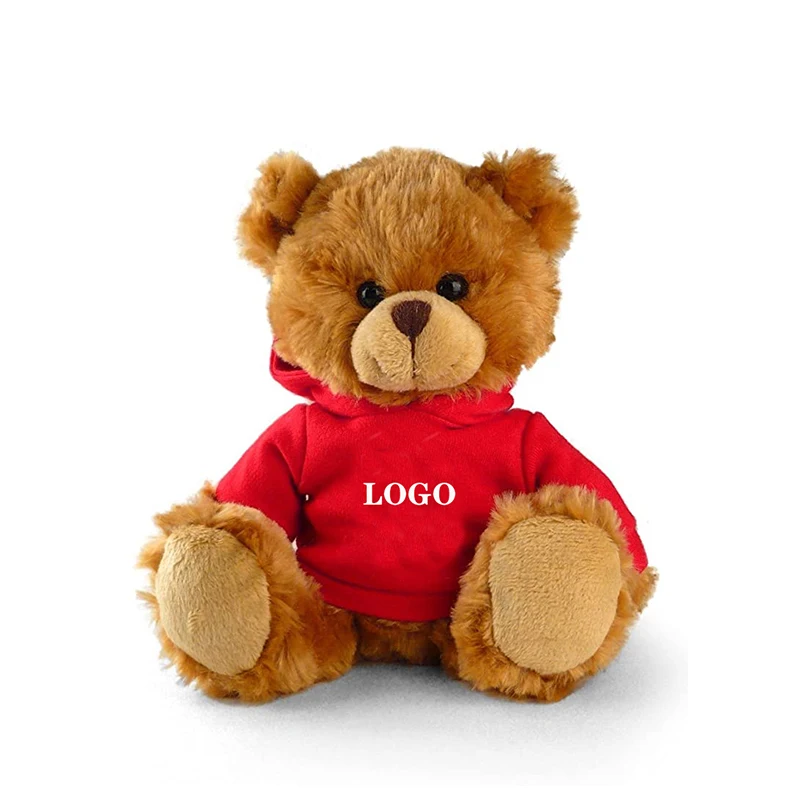 Wholesale 8' Cute Soft Toy Teddy Bear Brand LOGO Custom Hoodie Teddy Bear