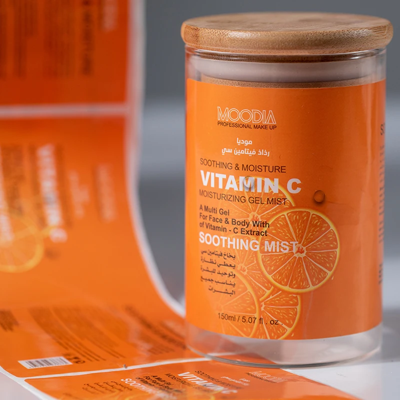 Custom Printed Sticker  Logo Self Adhesive Bottle Vinyl Roll Cosmetics Label Food Packaging sticker