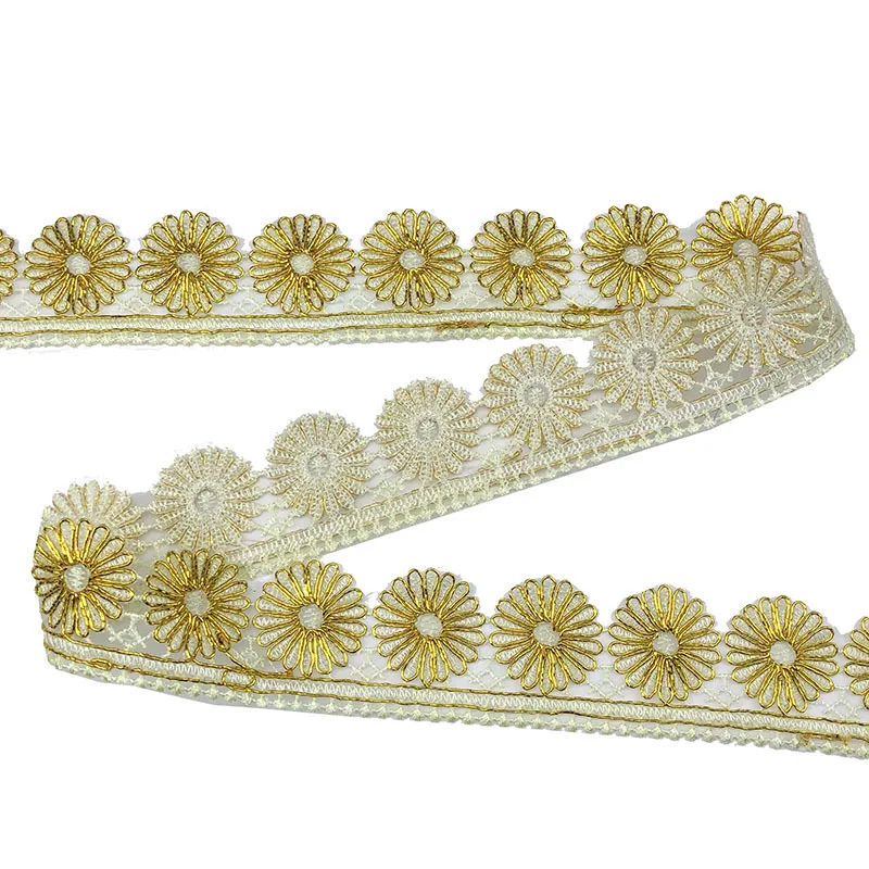 Hot Sale Clothing Accessories Gold And Silver Metallic Lace Trim Border Lace Trim Colorful Lace Trim