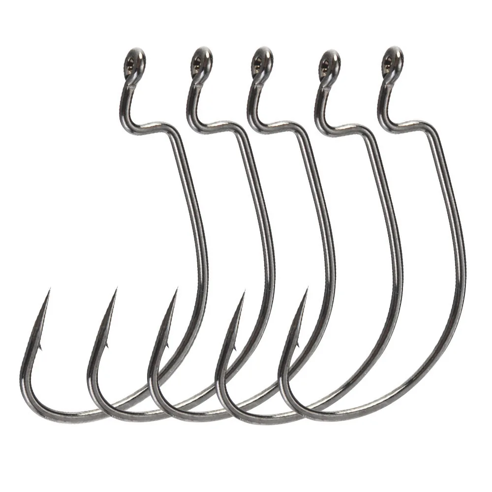 JOHNCOO 500pcs/bag 5/0-10/0 High Carbon Steel Fishing Crank Hook Blood Barbed Crank Hook for Soft Bait Lure Hook Fishing