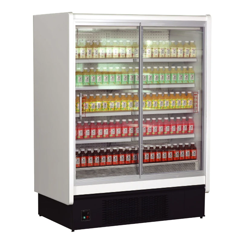 Supermarket two glass doors beverage cooler display refrigerator beer showcase cooler fridge