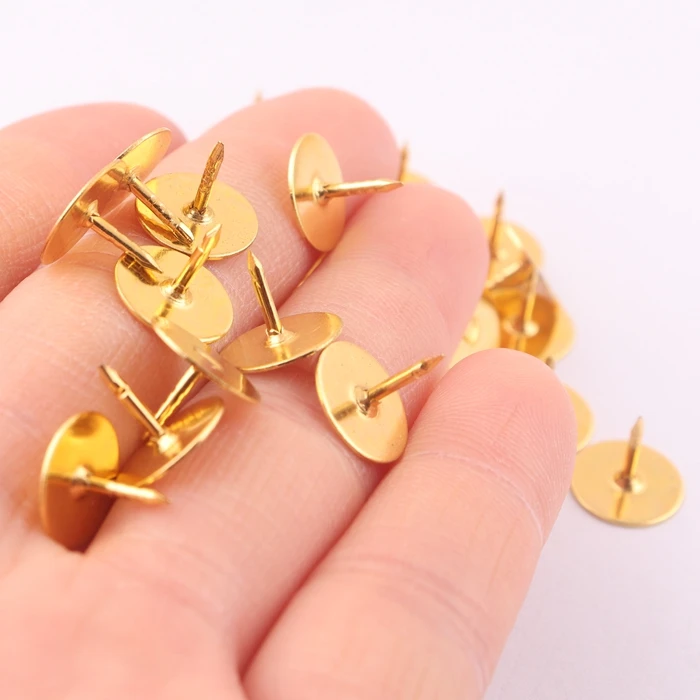 wholesale gold brass butterfly clutch pin back with nail for lapel badge