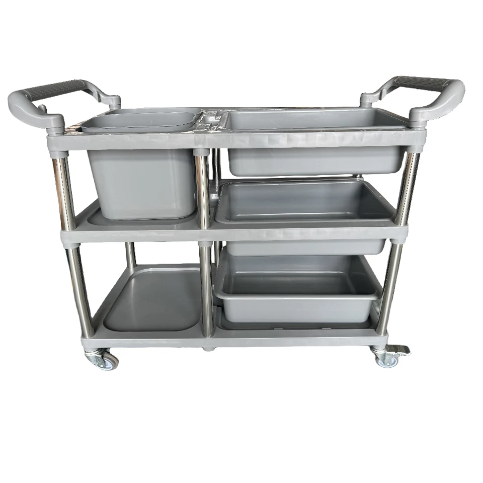 Кухонная тележка для ресторана обслуживающая еды пластиковая служебная