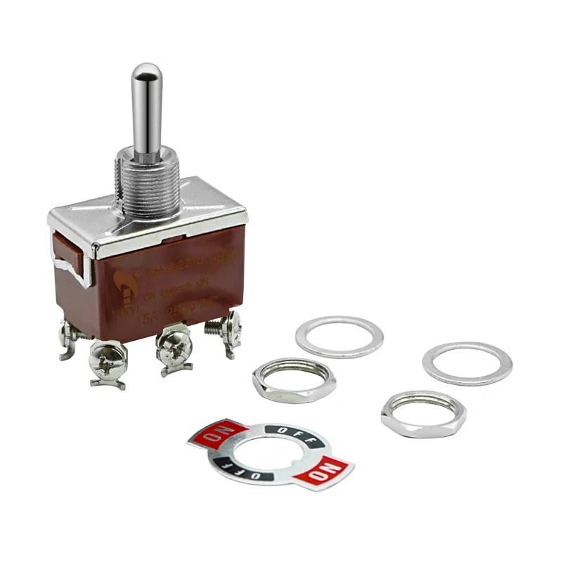 12 мм AC15A 250 DPDT коричневый вкл/выкл на 6Pin Винтовые клеммы 3 Way тумблер