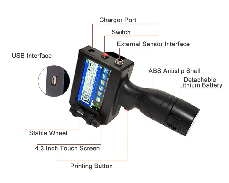 High Speed Tij Barcode Plastic Bags Thermal Intelligent Handheld Inkjet Printer