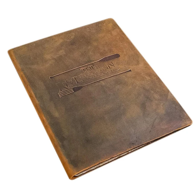 Genuine Leather Menu Cover Hotel Coffee Bar Dark Brown Menu Book Folder A4 Restaurant Menu Covers Leather
