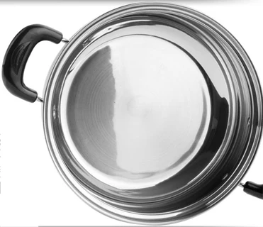 stainless steel milk pot with visval  glass Lid Riveted  bakelite handle Capsuled double-bottom drum-shaped soup pot with 18cm