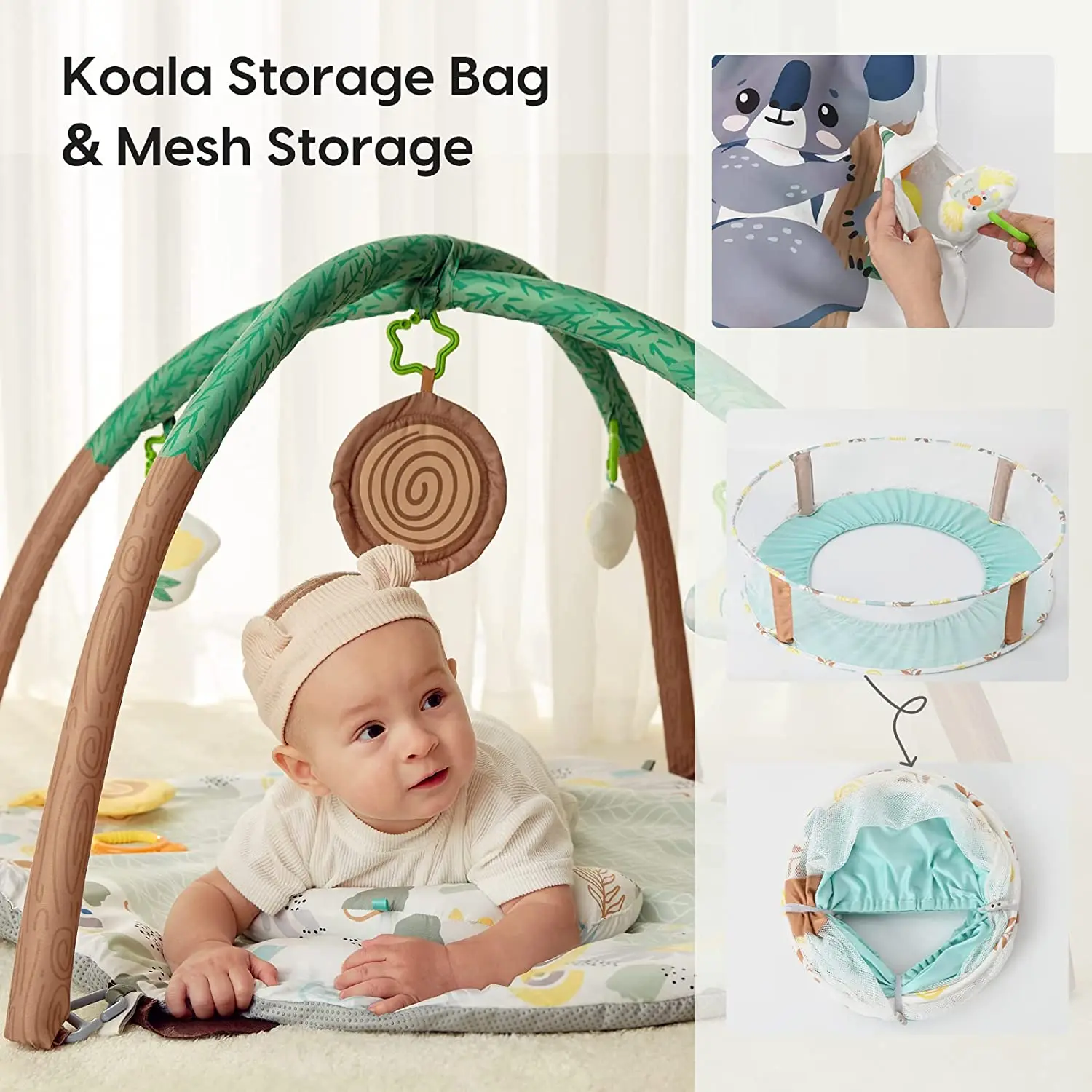 Activity Gym Mats Baby Crawling Playmat Newborn Soft Floor Blanket Play Gym Toy Mat with Pillow