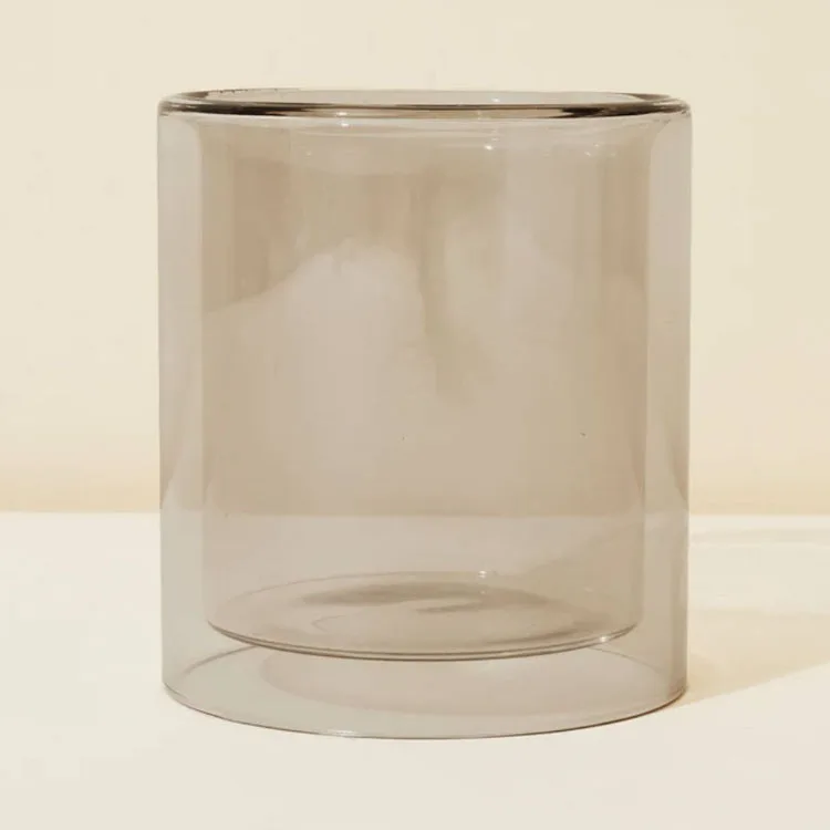 Colorful Hand Blown Scented Candle Vessels Double Wall Luxury Borosilicate Glass Jars Candle Holder For Candle Making