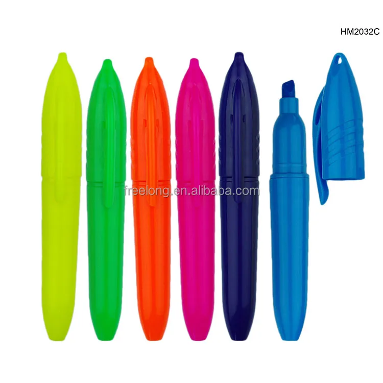
Factory Sale Promotional Gifts Transparent Colored Barrel Highlighter Pen Mini Highlighter Marker 