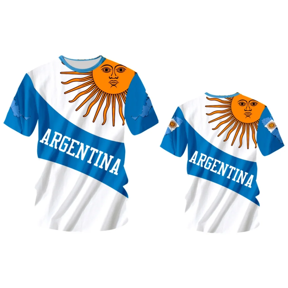 Nuoxin Wholesale Argentina T-shirt Men 3D Digital Printing Short Sleeve Argentina Football Soccer Jersey