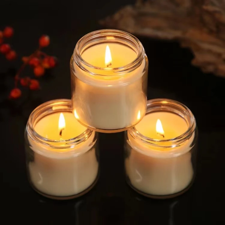 Роскошные пустые 4 унции 8 унций 16 унций прозрачные круглые стеклянные банки для свечей с винтовой алюминиевой крышкой