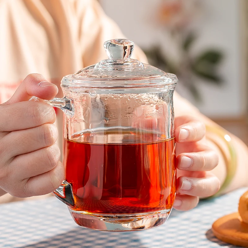 Eco Friendly Products 2024 Tea Mugs Glassware Water Glass Transparent Water Glass With Lid Handgrip