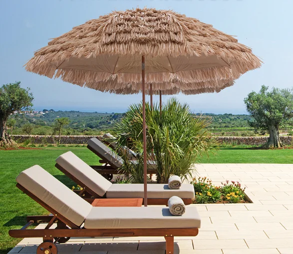 Grass umbrella outdoor sunshade scenic camping beach umbrella terrace garden center post sun umbrella