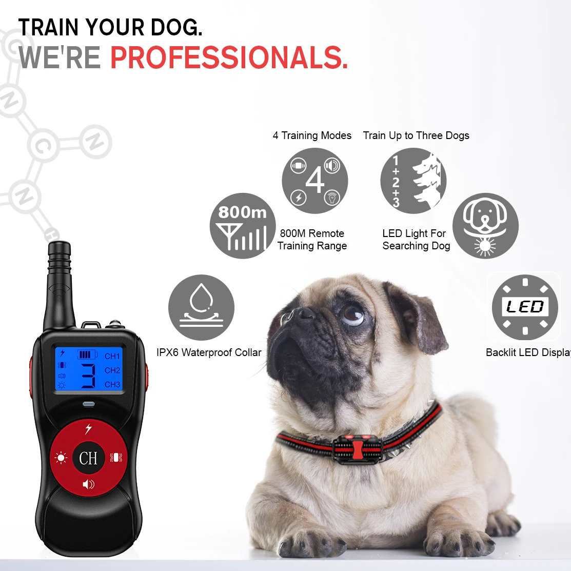 
Amazon Top Seller Dog Shock Training Collar Rechargeable Remote Dog Slave Training Collar Safety Bark Control Collar 