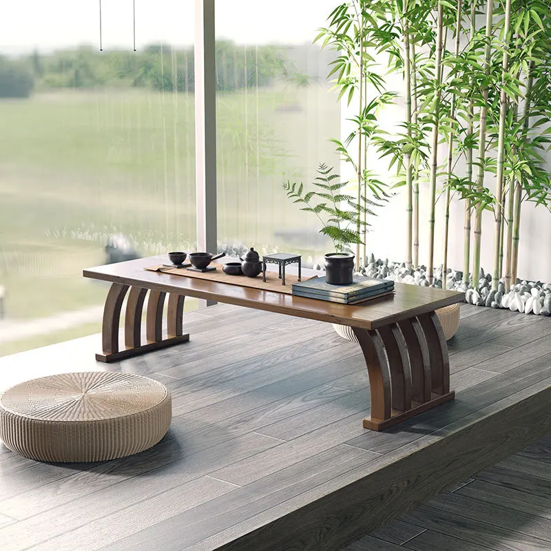 Custom  Japanese Tea Table Tatami Table  arc-shaped  Bamboo Bay Window  Coffee Table