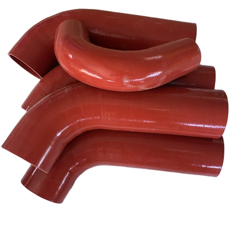 Chinese-made silicone rubber hoses with reducer hump bends, elbows that are straight, and couplers for automotive
