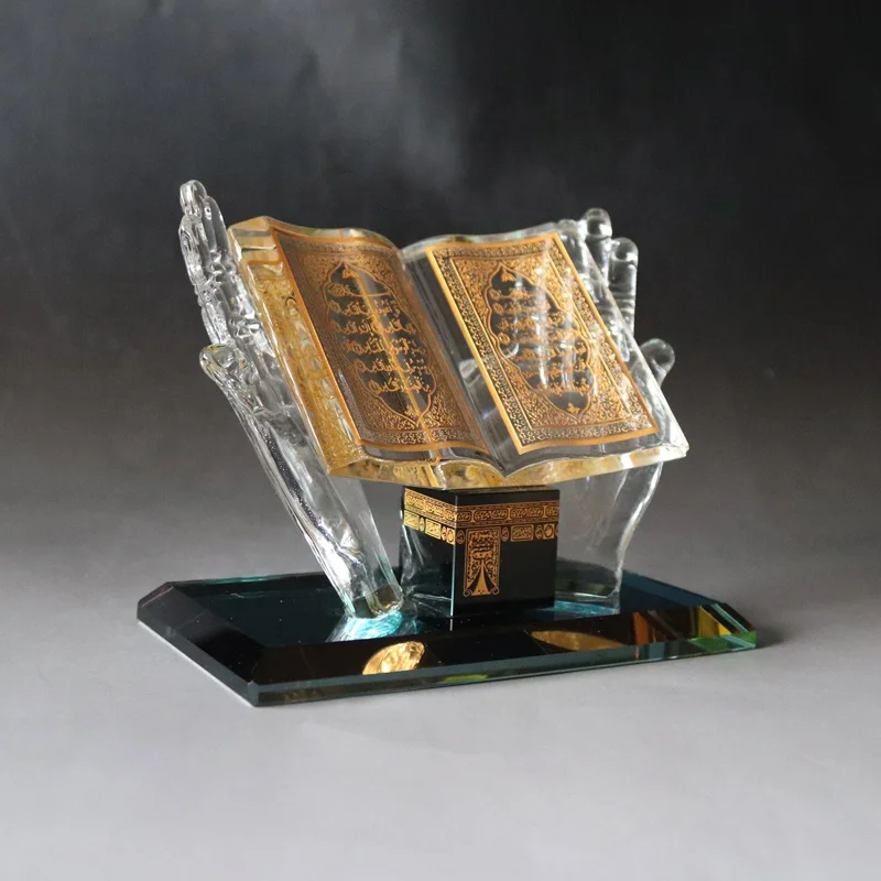 Wholesale Wedding Decorative Muslim Crystal Kaaba With Islamic Quran Crystal Book Souvenirs Gifts