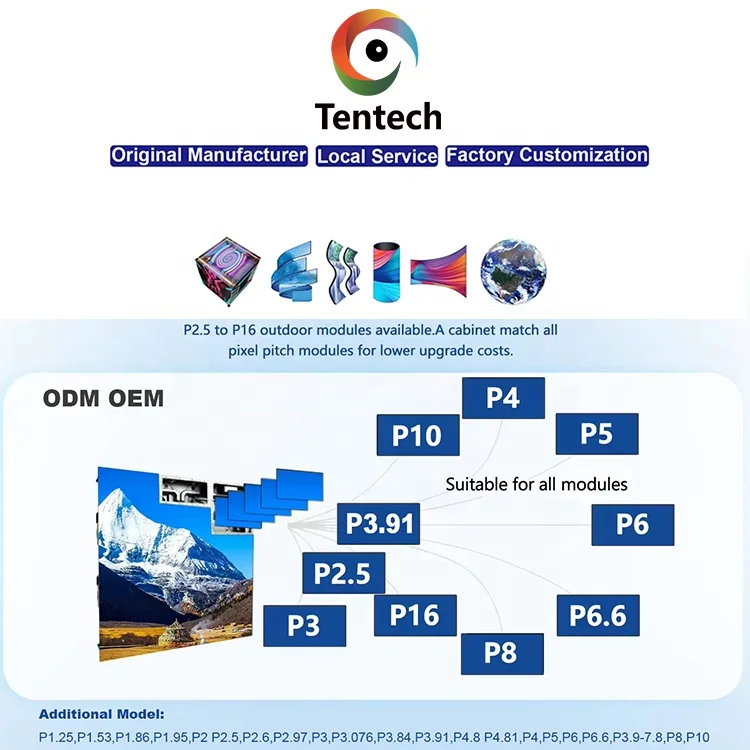 Tentech OEM киоск рекламная цифровая вывеска панель видео рекламный щит танцевальный светодиодный дисплей напольный сценический экран