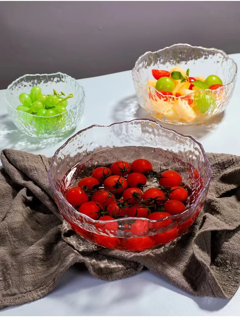 XL Glass Irregularity Mixer Bowl Sustainable Transparent Salad Fruit Dish Bowls Soup Glass  Glass Bowl