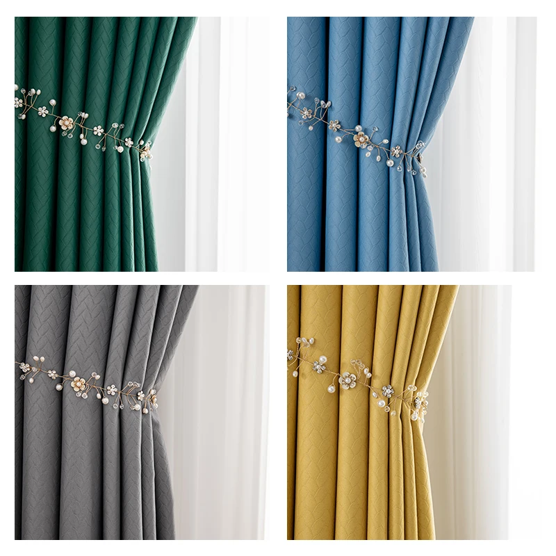 Wholesale Luxury Textured Blackout Curtain Fabric Polyester Blackout Fabric Curtains for Bedroom and Living Room