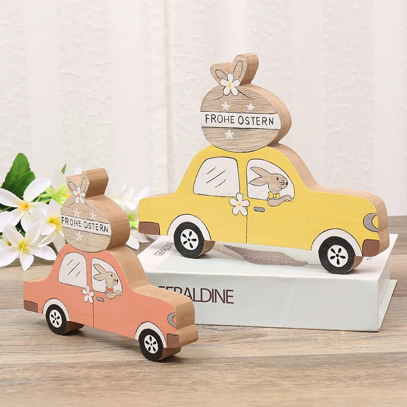 Modern style lovely easter accessories shop window desktop ornament wooden decoration craft Easter bunny car festival supplies
