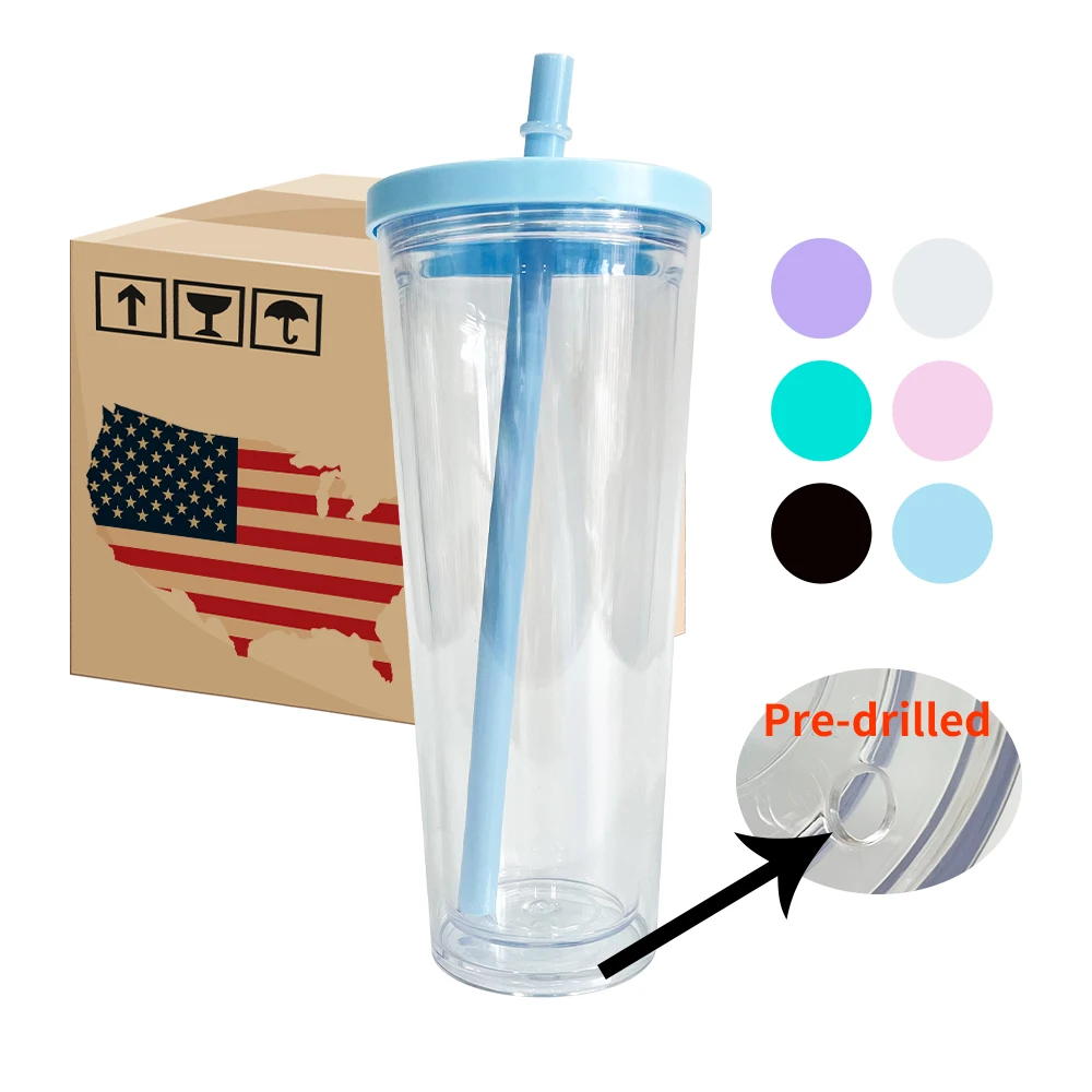 USA warehouse 24 oz Bubble Tea Boba Cup Rhinestones clear transparent Girl Gifts Boy Gifts Women Gifts  Boba Cup With Straw